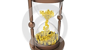 Hourglass with dollars