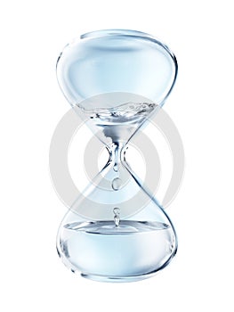 Hourglass with dripping water close-up