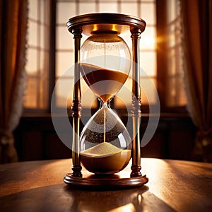 Hourglass filled with gold, showing depleting savings and the passage of time