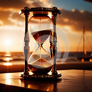 Hourglass filled with gold, showing depleting savings and the passage of time