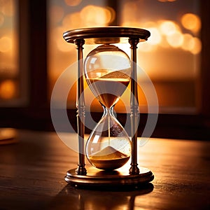 Hourglass filled with gold, showing depleting savings and the passage of time