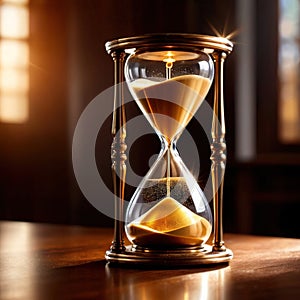 Hourglass filled with gold, showing depleting savings and the passage of time