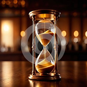 Hourglass filled with gold, showing depleting savings and the passage of time