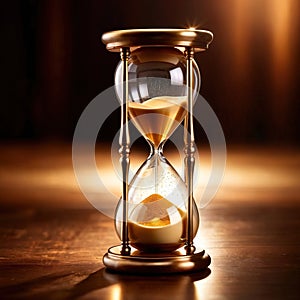 Hourglass filled with gold, showing depleting savings and the passage of time