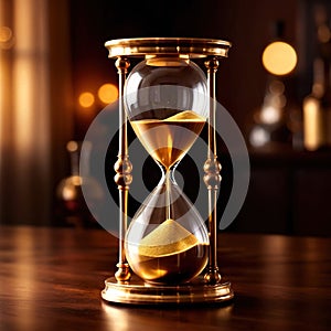 Hourglass filled with gold, showing depleting savings and the passage of time