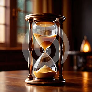 Hourglass filled with gold, showing depleting savings and the passage of time