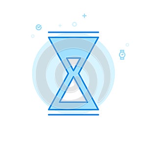 Hourglass Flat Vector Icon, Symbol, Pictogram, Sign. Light Blue Monochrome Design. Editable Stroke