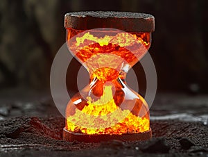 Hourglass with Flowing Lava Conceptualizing Time and Pressure