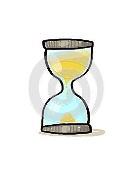 Hourglass with flowing sand illustration on white background