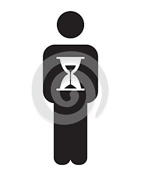 The hourglass icon is inside the person symbol