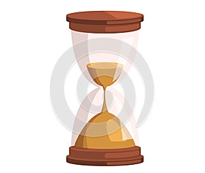 Hourglass isolated on white background. Vintage sandglass with sand inside to measure time