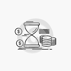Hourglass, management, money, time, coins Line Icon. Vector isolated illustration