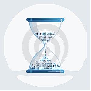Binary Code Flowing Through a Digital Hourglass