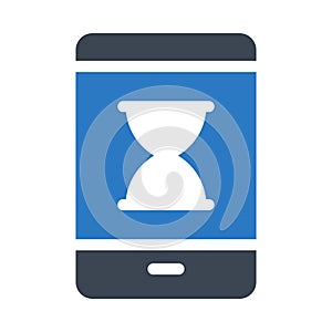 Hourglass mobile glyph color flat vector icon