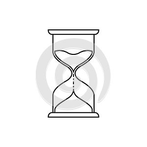 Hourglass outline icon. Sand clock or hour glass sign. Time, timer, countdown concept. Vector illustration