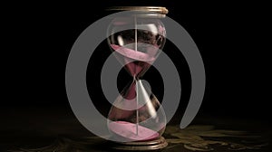 A Hourglass with Pink Sand Representing Time Passing By. Generative ai