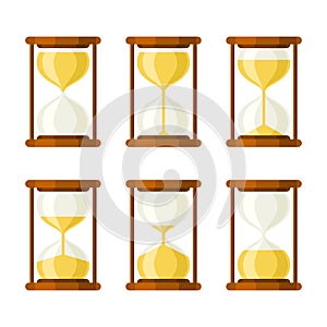 Hourglass retro vector icons set