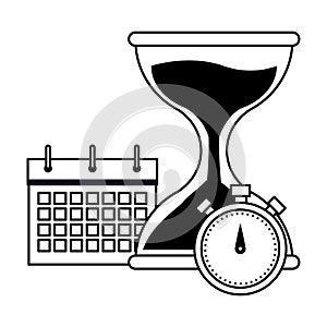 Hourglass sand timer icon cartoon in black and white