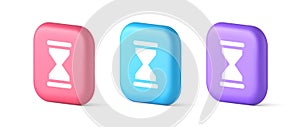 Hourglass sand watch time measurement button countdown minute hour period 3d realistic icon