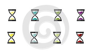 Hourglass, Sandglass Icon Set - Different Vector Illustrations - Isolated On White Background