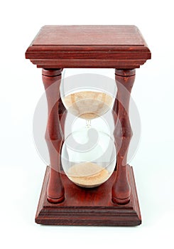Hourglass, sandglass, sand timer, sand clock on the whi