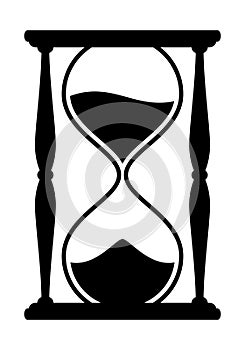 hourglass silhouette symbol icon shape, black and white vector illustration of sandglass