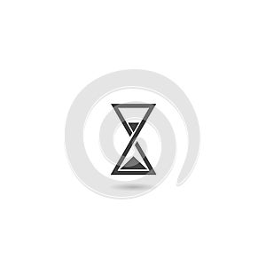 Hourglass simple icon with shadow