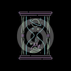 HOURGLASS SPACE COLOR NEON BADGE BLACK