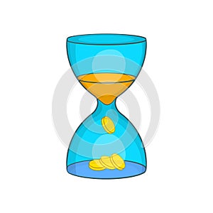 Hourglass, time is money icon, cartoon style