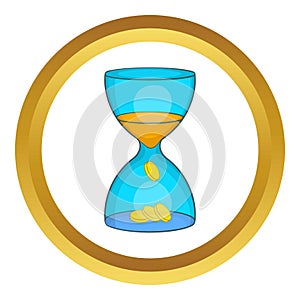 Hourglass, time is money vector icon