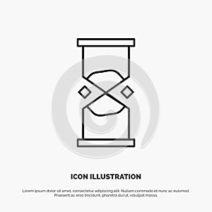 Hourglass, Time, Timer, Watch, Sand Line Icon Vector