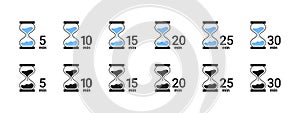 Hourglass timer. Cooking time icons. Label cooking time. Vector scalable graphics