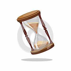 Hourglass, Vintage Sand Glass Timer Symbol. Concept in Cartoon Realistic illustration Vector isolated in white background
