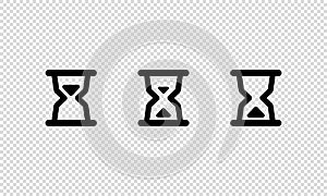 Hourglasses icon set. Sand time. Vector on isolated transparent background. EPS 10