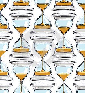 Hourglasses seamless background, backdrop for website or textile.