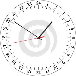 24 hours clock dial. Vector Illustration photo