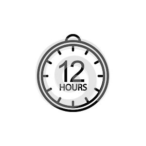 12 hours clock line icon set