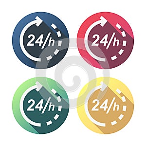 24 hours clock sign vector isolated on white background