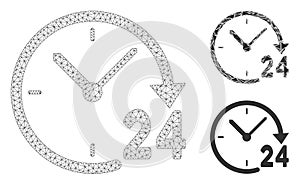 24 Hours Clock Vector Mesh Network Model and Triangle Mosaic Icon