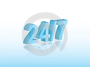 24 hours and 7 days service of a shop vector illustration meaning all the year open on blue background