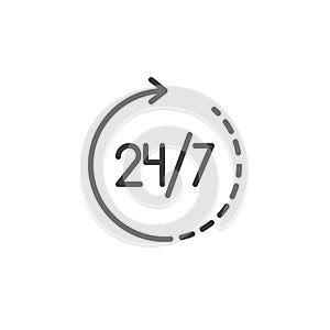 24 hours in 7 days week available service icon vector