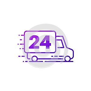 24 hours delivery icon on white