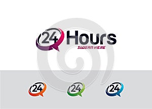24 hours logo design template