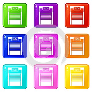 24 hours parking icons 9 set