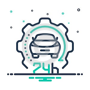 Mix icon for 24Hours Service, hours and anytime