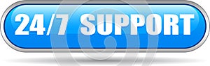 24 hours support web button blue