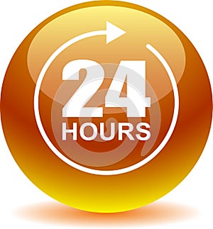 24 hours support web button golden yellow