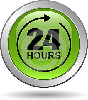 24 hours support web button green