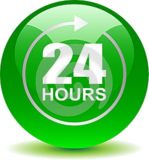 24 hours support web button green