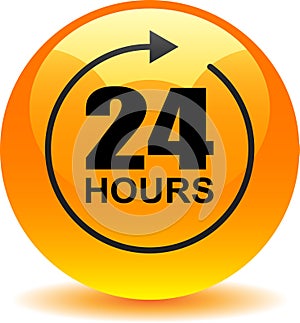 24 hours support web button orange